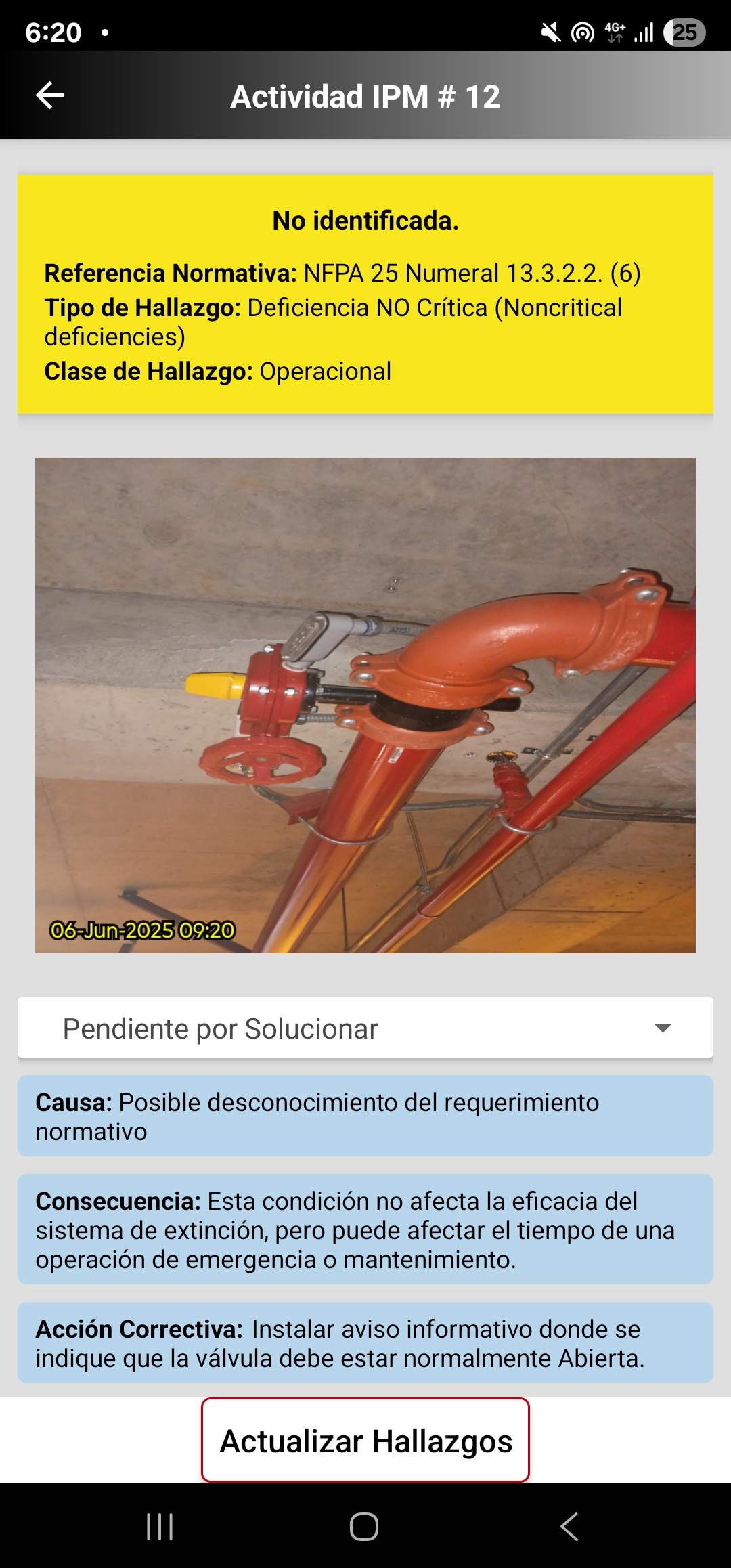 Creación inteligente de relación de deficiencias